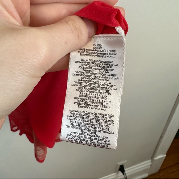 BCBG Maxazria | Cherry Red Lace Detailed Fit and Flare Mini Dress Size 0 - Picture 7 of 8